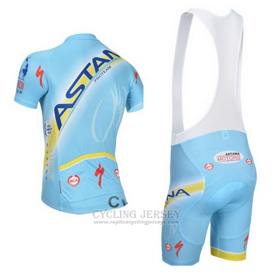 2014 Cycling Jersey Astana Light Blue Short Sleeve and Bib Short